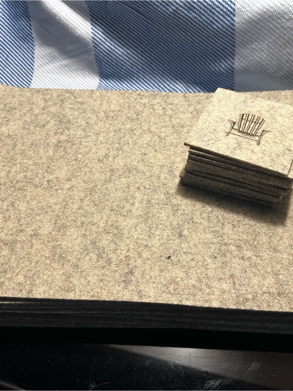 Natural Tan Felt Placemats and Coasters Set